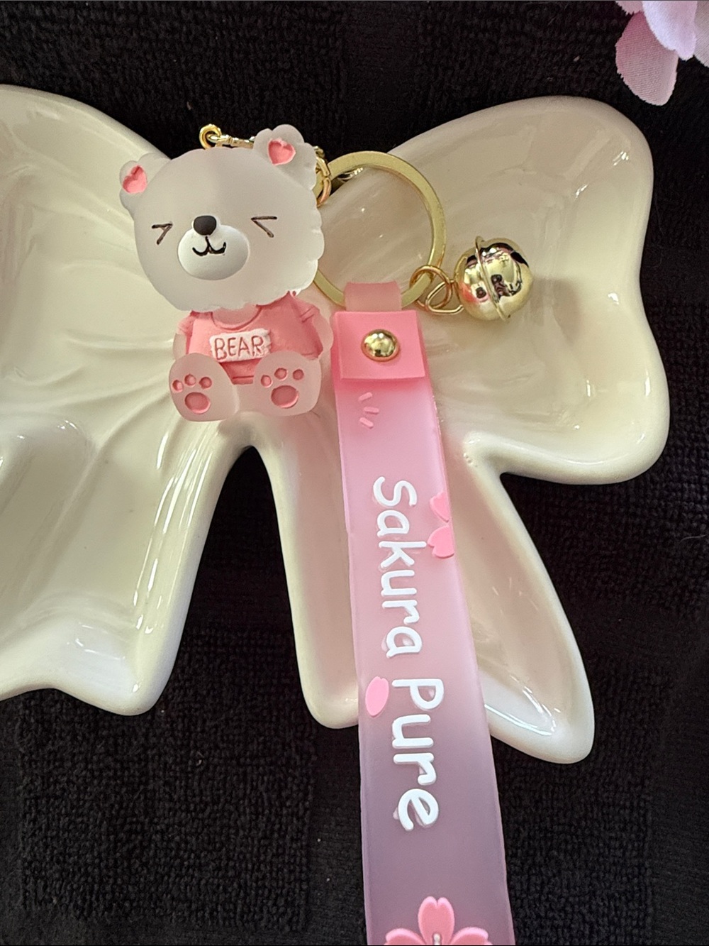 Sakura Pure Pink Bear Kids Keychain Bag Charm